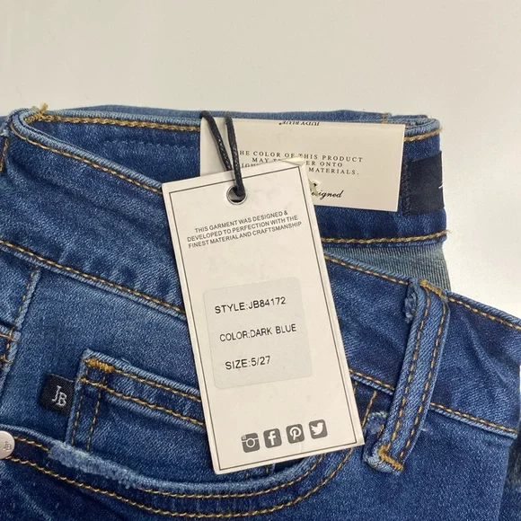 NWT Judy Blue Jeans Womens Size 5/27 Skinny Fit Mid Rise Denim Frayed Tulip Hem - Picture 11 of 11